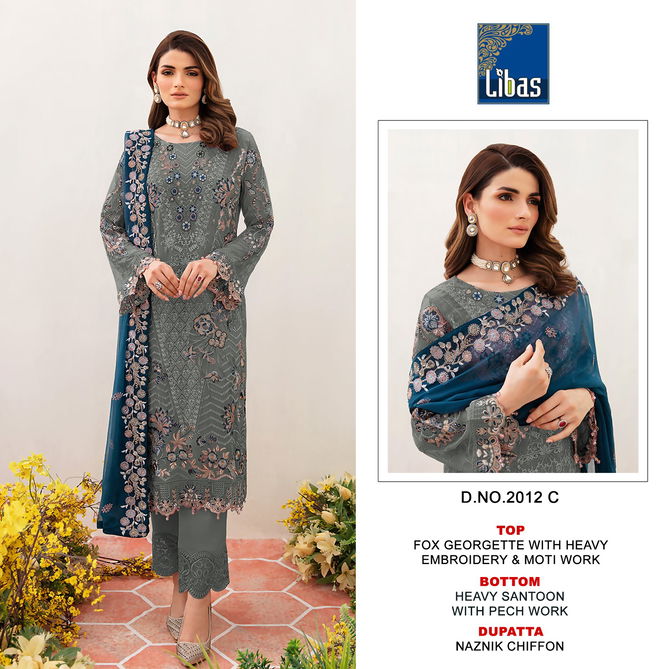 Libas 2012 Faux Georgette Embroidery Pakistani Suits Catalog
